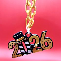 2026 New Year Party Favor Necklace/Ornament 5x3”