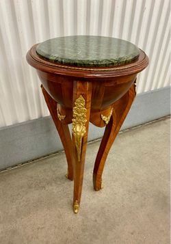 Antique Louis XV marquetry inlay w/ marble top guéridon plant stand