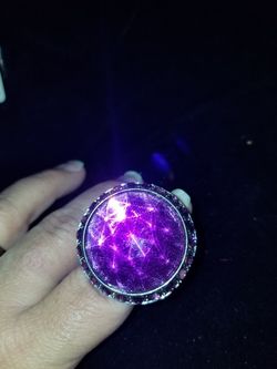 Large purple bling circle ring size adjustable