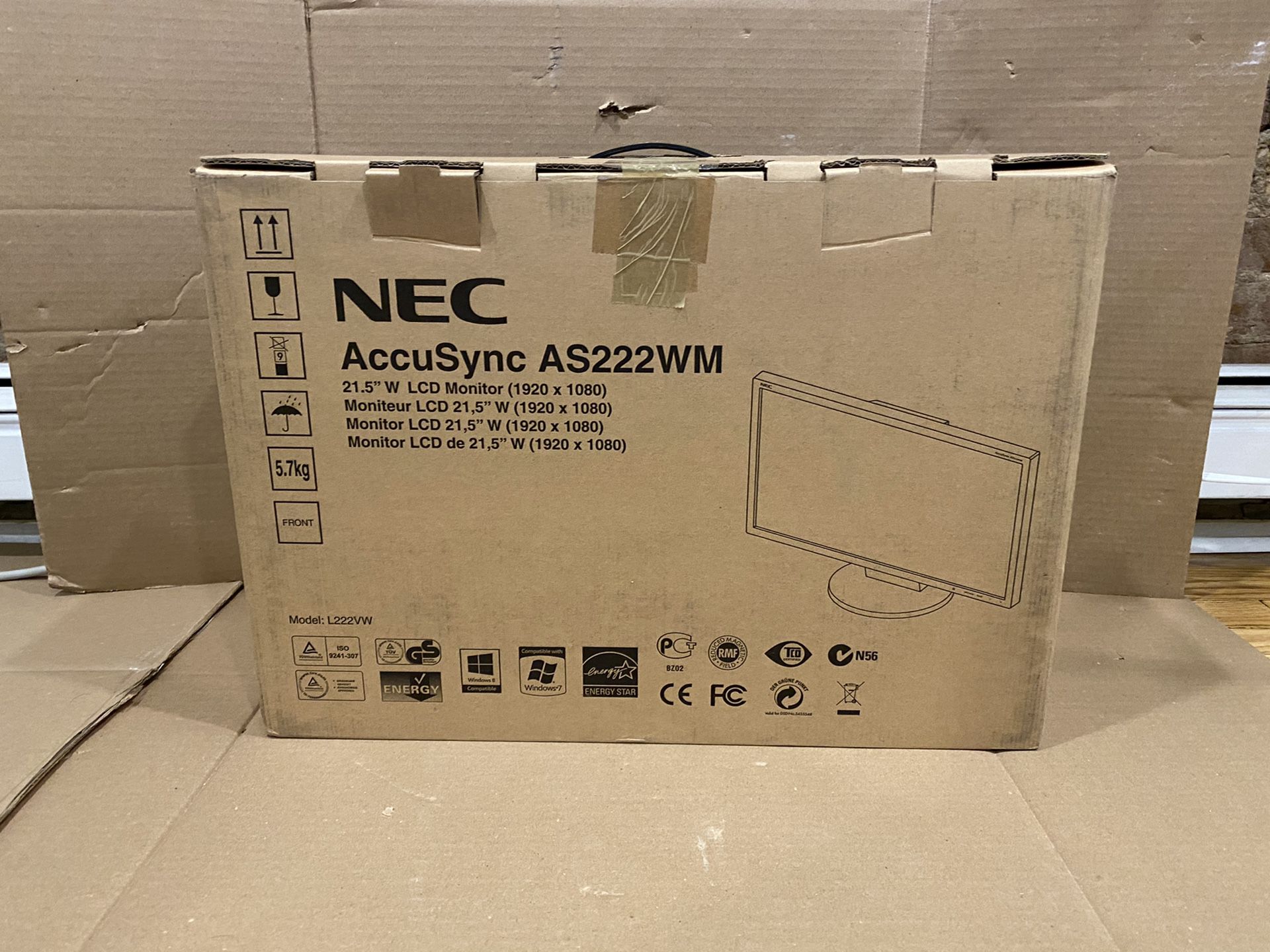 NEC AccuSync AS222WM 22” LED touchscreen monitor with new Mini DP Cable
