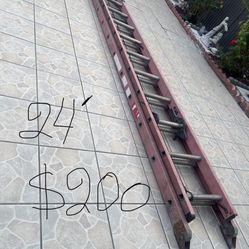 Excellent Condition, 24 And 28 Feet Fiberglass Extension Ladders