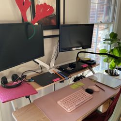 Split Level/ 2 Level Electric Sit To Stand Desk With Memory 