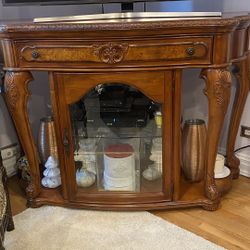 Wooden Tv Stand With Shelf And Drawer