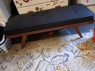 Wood Bench With A Tufted Seat