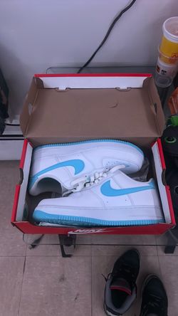 Light blue and white Air Force 1