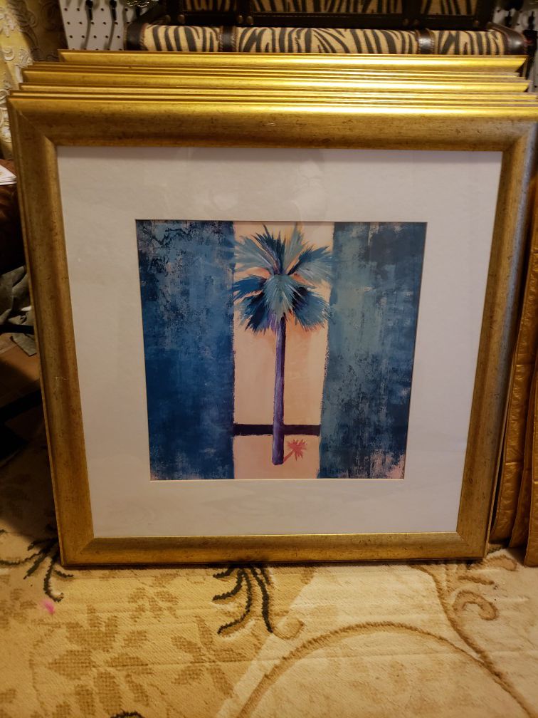 Gold wooden framed Palm tree pictures Free