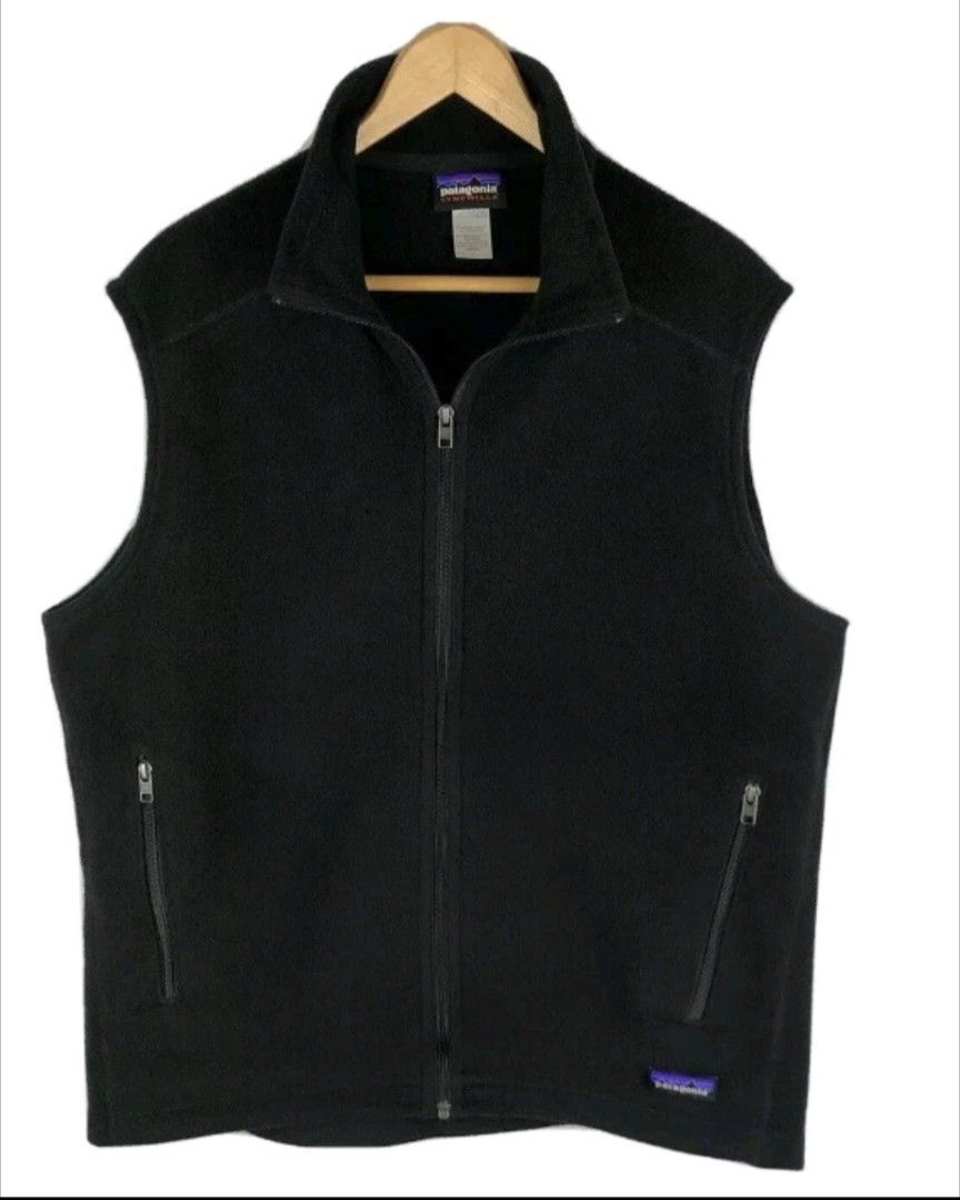 Vintage Patagonia Synchilla Black Fleece Vest W Double Mesh Pocket Bags Men's L*