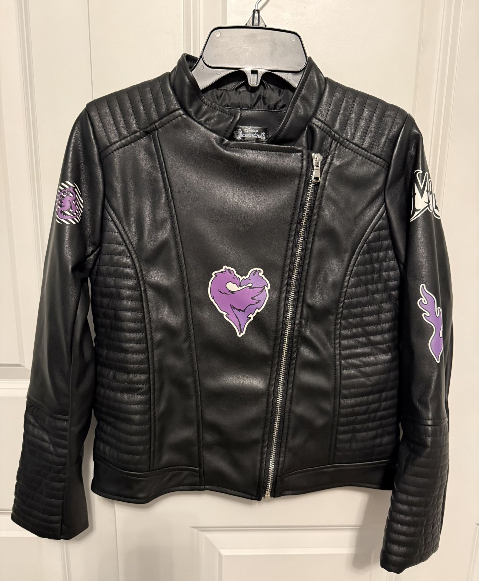 Disney Descendants PENDING Girls Black Faux Leather Moto Jacket