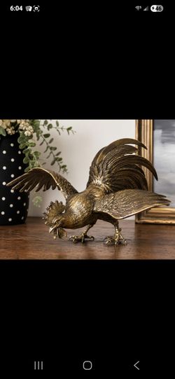 Vintage Solid Brass Fighting Rooster Gamecock Sculpture MCM Decor