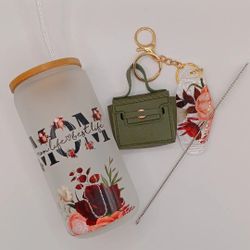 MOTHERS DAY GIFT.trending Glass Cup With Mathching Keychain