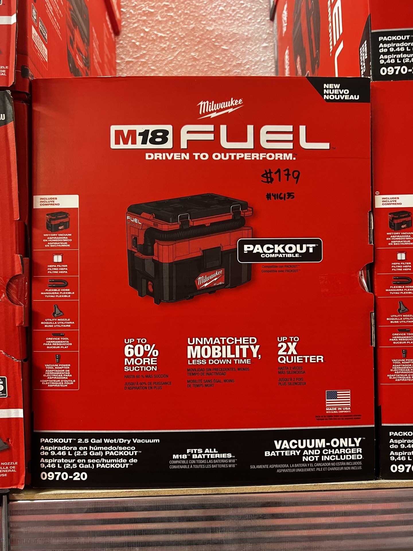 Milwaukee M18 Fuel Packout 2.5 Gal Wet/Dry Vacuum Tool Only