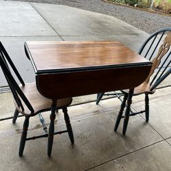 Restored Vintage Drop Leaf Table with 2 Matching Chairs