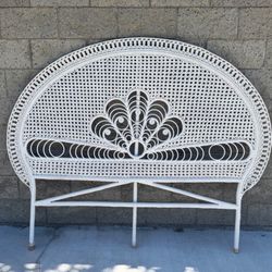 Vintage Style Peacock Rattan Headboard 