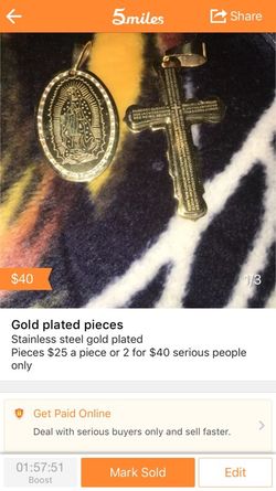 Gold plated pieces $25 a piece or 2 for $40