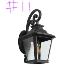 #11—Modern Outdoor Wall Light Fixtures Dusk to Dawn Black Wall Sconces with Clear Glass Shade 
