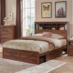 Farmhouse Full Size Wood Bed Frame