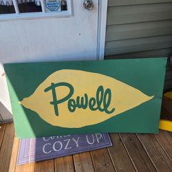 VINTAGE RARE POWELL TOBACCO EQUIPMENT SHOP FARM LARGE TIN METAL SIGN 48