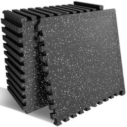 Interlocking Rubber Gym Floor Tiles Set of 12 thick