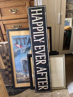 Happy Ever After Sign   Wood.  Has Hardware On Back To Hang 