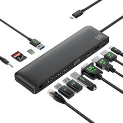 Minthouz 12-in-1 USB C Triple Display Docking Station