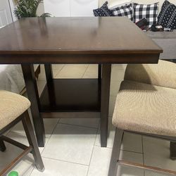 Solid Wood Four piece Dining Set/ With High Top Chairs
