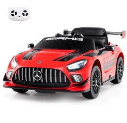 Costway Ride on Car Licensed Mercedes-AMG GT3 Kids Car with Remote Control 3 Speeds Red