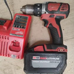 Milwaukee Cordless M18 Drill, 12.0 Battery, and Battery Charger 