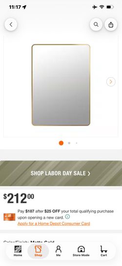 Matte Gold Rectangular Wall Mirror