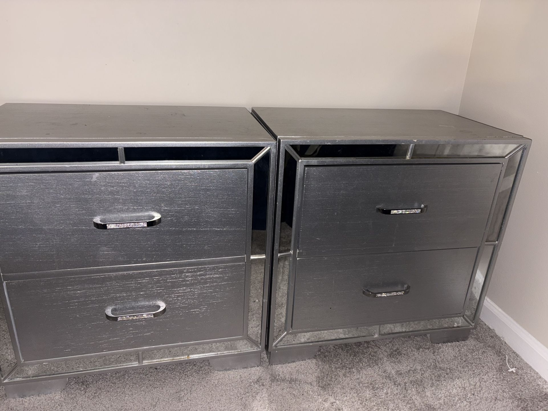 Two Silver Night Stands