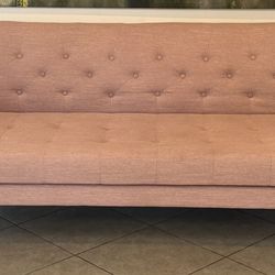 Mid Century Modern Tufted 3 Seater Sofa with Bolster Pillows