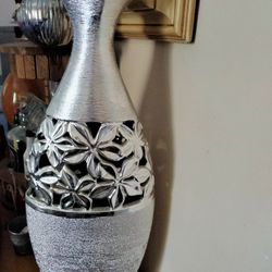 Contemporary Tall Vase Silver