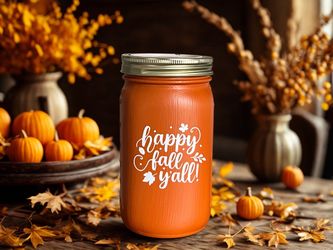Happy Fall Y’all Mason Jar Tissue Holder Gift Centerpiece home decor