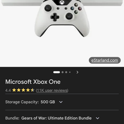 X box one with 1 controller and 5 games