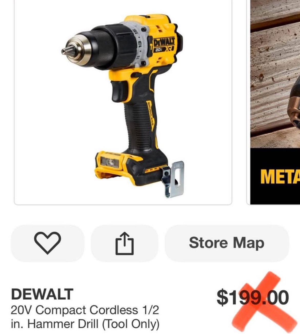 DEWALT 20V Compact Cordless 1/2 in. Hammer Drill (Tool Only)