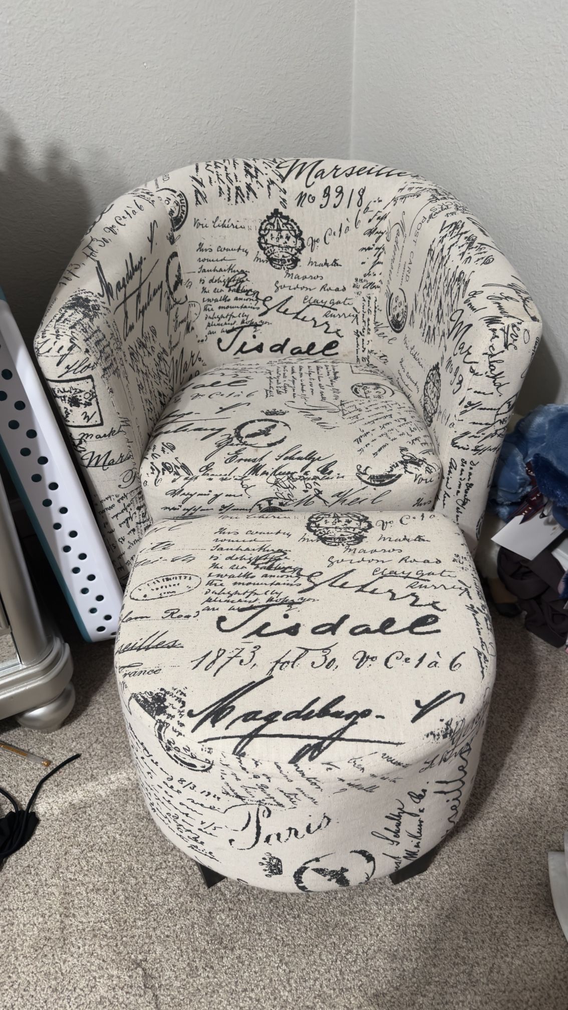 Modern Accent Chair with Ottoman