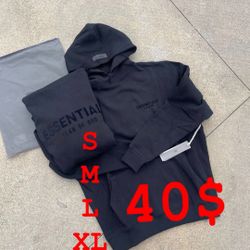 Black Essentials Fear Of God Hoodie