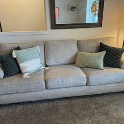 Grey Linen Like Fabric Sofa and Loveseat Set