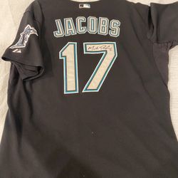 Mike Jacobs Game Used Signed Marlins Jersey 