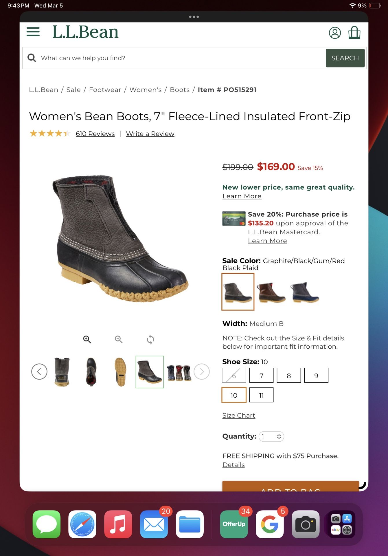 L.l.bean Snow Boots Women Size 10