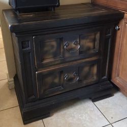Wood Side End Table With Drawers
