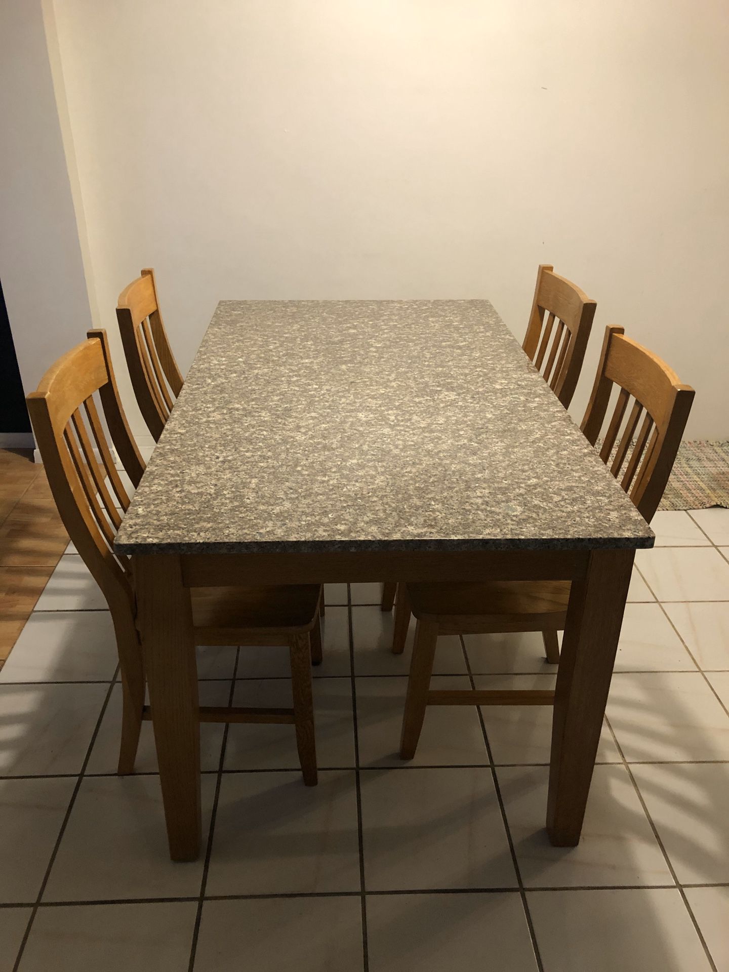 Real stone marble/wood table with chairs