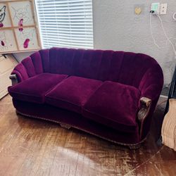 Antique wood-framed crushed velvet sofa *Moving Must Sell*