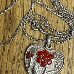 Sterling Silver Heavy Weighted Heart Necklace