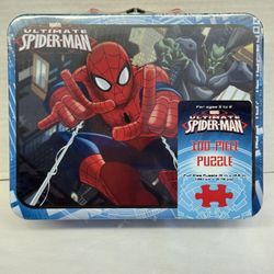 Marvel Ultimate Spider-Man 100 piece puzzle in collectible metal Lunchbox Sealed