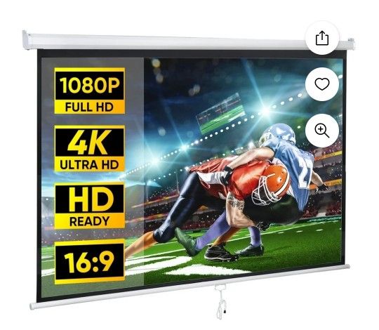 80 inch Manual Pull Down Projector Screen 16:9 HD 4K Projector Movies Scree
New condition
2 available