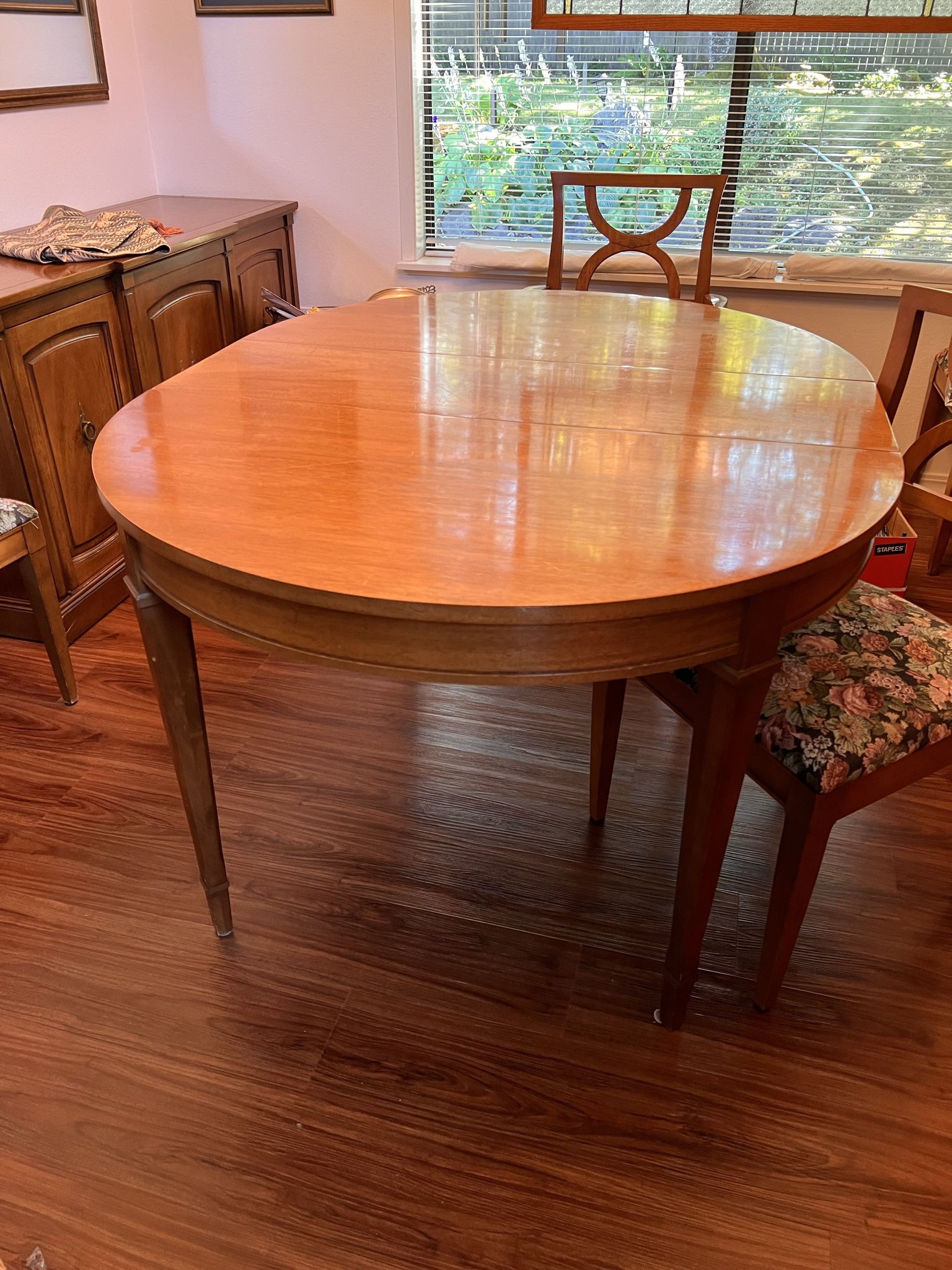 Correction On Size! Fabulous Deal.  Better Price Than Others Being Sold. One Price. 42” Drexel Dining Room Table & 3 Leaves 12”each & Matching Buffet!