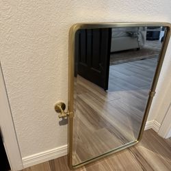 Set Of 2 Gold  Bathroom Vanity Mirrors- 