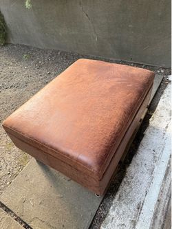 Vegan leather storage ottoman