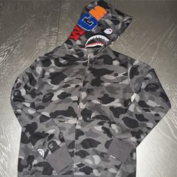 Bape Hoodie Grey Black Size Medium 