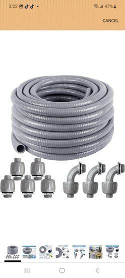1inch 50ft Electrical Conduit Kit,Liquid-Tight Conduit and Connector
Flex Conduit Kit with 5 Straight 3 Angle Fitting Included,Flexible Non-Metallic L
